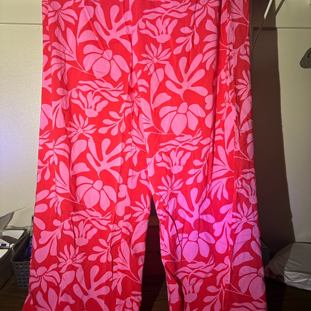 Floral Red and Pink Women's Pants